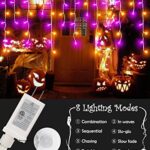 Halloween Icicle Lights Outdoor 400LED 39ft 8 Modes with 80 Drops, Icicle String Lights with Timer Function, Waterproof Connectable Outdoor Lights for Halloween Decorations Orange Purple