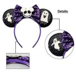 Halloween Minnie Ears Headband, RAZKO Sequin Halloween Mickey Ears Headband Mouse ears Headband for Women Girls Hair Accessories, Pick Your Color (Halloween Jack)