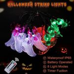 Halloween Lights 20FT 40 LED Pumpkin Bat Spider Ghost Halloween String Lights Battery Operated with Timer, 8 Light Mode Waterproof Indoor Outdoor Halloween Decorations Light for Home Yard Window Decor