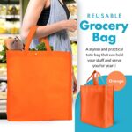Simply Green Solutions – Reusable Grocery Bags, Durable Large Tote Bags, Shopping Bags for Groceries, Utility Tote, Reusable Gift Bags With Handles, 14 x 16.5 x 6, Pack of 10, Orange