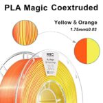 R3D PLA Filament 3D Printer Filament Dual Color, Shiny Silk Coextruded 1.75mm 100% Pure PLA, Upgrade 1KG (2.2lbs), PLA+ Tidy Winding Tangle-Free, Dimensional Accuracy +/- 0.03mm, Silk Yellow&Orange