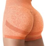 YEOREO Professional Women Biker Shorts 3.6″ Scrunch Workout Shorts Seamless High Waisted Contour Gym Yoga Shorts Orange M