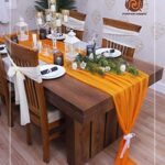 Parfair Desssin 10ft Orange Table Runner Boho Picnic Table Sweetheart Table Decorations Wedding Baby Shower Girl Decorations – Pumpkin Orange