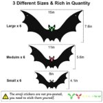 (18 Pcs) Hanging Bats Halloween Decoration Outside, Large Flying Plastic Halloween Bats Outdoor Decor, 3 Different Sizes with Cute Eye Stickers for Hanging in The Tree, Porch, Yard, Lawn, Indoor