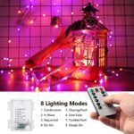 BrizLabs Purple & Orange Halloween Lights, 2 Pack 17.48ft 50 LED Halloween String Lights with Remote, 8 Modes Battery Purple & Orange Fairy Lights Waterproof Twinkle Lights for Halloween Haunted Decor