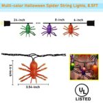 Abeja Halloween Spider String Lights 8.5Ft Halloween Lights with 10 Spider Bulbs, UL Listed Waterproof for Indoor/Outdoor Use, Patio, Garden, Gazebo, Door Decoration, Black