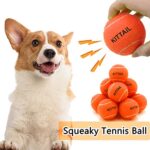 KITTAIL 12 Pcs Orange Squeaky Tennis Balls for Dogs – 2.58″ Interactive Doggy Toys – Safe, Durable for Small Medium Large Dogs Training Playing, with 1 Reusable Carry Bag