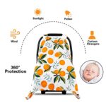 Baby Car Seat Cover Infant Carseat Canopy, Metplus Cotton Muslin Carrier Covers, Summer Stroller Canopie – Extra Wide Universal Fit, Lightweight Breathable Soft for Newborn Boy Girl (Oranges)