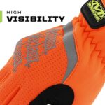 Mechanix Wear: Hi-Viz FastFit Work Gloves with Secure Fit Elastic Cuff, Reflective and High Visibility, Touchscreen Capable, Safety Gloves for Men, Multi-Purpose Use (Fluorescent Orange, Large)