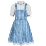 HMPRT Dorothy Costume for Girls,Kids Halloween Wizard Of Oz Book Storybook Character Costumes Dress Basket Blue Socks Hair Bows 8
