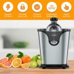 Ainclte Electric Citrus Juicer Squeezer Stainless Steel 150 Watts of Power for Orange Lemon Lime Grapefruit Juice with Soft Rubber Grip, Filter and Anti-drip Spout Lock – Black, Black/Stainless Steel