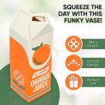 Orange Juice Vase – Retro Decor Funky Home Decor – Vintage Vase – Makes a Cute Flower Vase – Unique Ceramic Novelty Nostalgic Vase for Kitchen Office or Living Room (Orange Juice)