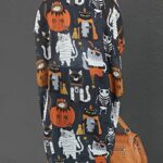 Ivay Womens Halloween Pumpkin Ghost Short Sleeve Chiffon Kimono