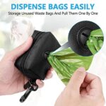 Dog Poop Bag Holder for Leash Attachment – Waste Bag Dispenser for Leash – Fits Any Dog Leash – Portable Set with 1 Hand Free Holder Metal Carrier – Durable, Orange