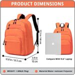 Lanola Cute Backpacks for Teens Bookbag Waterproof Laptop Bag,Casual Travel Daypack-Orange