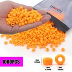 1000Pcs Pony Beads Bracelet 9mm Orange Plastic Barrel Pony Beads for Necklace,Hair Beads for Braids for Girls,Key Chain,Jewelry Making (Orange)