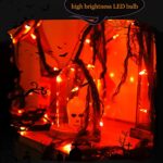 Malgero Halloween String Lights Indoor 30LED Orange Decorations with Black Gauze Battery Operated 9.9Ft Creepy Cloth Spooky Lights Gothic Party Room Decor 2 Modes Steady/Flickering Lights