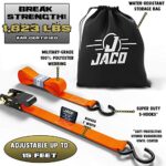JACO Ratchet Tie Down Straps – 1 in x 15 ft (4 Pack) | 1,823 lbs (Orange)
