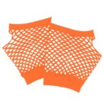 Amscan Orange Fishnet Fingerless Gloves for Adults – 1 Pair | Short Gloves for Women, Ideal for 80s Accessories for Women | Perfect for Party Dress up & Halloween Costumes – One Size Fits Most