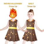 SCPFoundation Toddler Girls Elemental Movie Ember Dress Costume with Mask Kids Halloween Cosplay Outfit Casual Birthday Party Dress Up