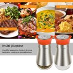 Evelyne Salt Pepper Seasoning Glass Shaker with Stainless Steel Cover 2 pcs Pack Set (Orange)