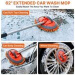 LEZIOA 62″ Car Wash Brush with Long Handle, Car Cleaning Kit with Soft Car Wash Mop Sponge Windshield Window Squeegee Car Duster Microfiber Towels to Clean car SUV RVs Trucks Pickups and Buses