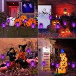 Outdoor Halloween Decorations, 10Pack Purple Halloween Lights Outdoor with Flickering Flame for Halloween Decor, Waterproof Halloween Solar Lights, LED Solar Lights for Outside Decor Yard Garden Patio