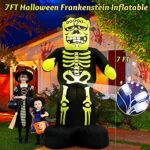 MICOCAH Halloween Inflatables Outdoor Decorations – 7 FT Giant Frankenstein Monster with Skeleton Pattern, Bulit-in LEDs Halloween Blow Up Yard Decorations for Holiday Indoor Party Garden Lawn Décor