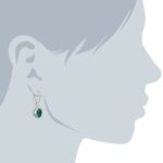 Amazon Collection Sterling Silver Emerald Green Round Dangle Earrings