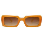 Allarallvr Trendy Rectangle Sunglasses for Women Men Vintage 90’s Square Shades Thick Frame Nude Sunnies Sunglasses AR82002 with Orange Frame/Brown Grading Lens
