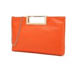 CHARMING TAILOR Fashion PU Leather Handbag Stylish Women Convertible Clutch Purse (Burnt Orange)
