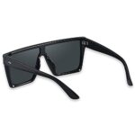 LYZOIT Square Oversized Sunglasses for Women Men Big Flat Top Shield UV Protection Rimless Shades Mirrored Orange Sun glasses