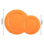 FLOWERCAT 60PCS Orange Plates – Heavy Duty Orange Plastic Plates Disposable for Halloween/Thanksgiving Party – Include 30PCS 10.25inch Orange Dinner Plates and 30PCS 7.5inch Orange Dessert Plates