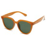 SOJOS Round Polarized Sunglasses for Women Fashion Trendy Style UV Protection Lens Sunnies Sunglasses SJ2175 with Orange Frame/Dark Green Lens