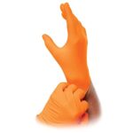 Atlantic Safety Products Orange Lightning Exam Gloves, Disposable, Powder-Free Nitrile Gloves, Orange, Extra Large, 100-Ct