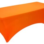 Gowinex 2 Pack 6FT Neon Orange Spandex Tablecloth Stretch Fitted Table Cover for Rectangular Table Event, Wedding, Banquet and Parties