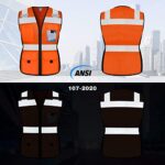TCCFCCT Safety Vest for Women 11 Pockets Mesh Reflective Vest with Zipper, High Visibility Neon Construction Work Vest for Lady Surveyors/Warehouse, Snug-Fit, Durable, ANSI Compliant, Orange XS