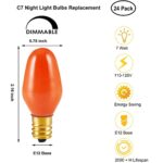 LinMiFo 24 Pack C7 Orange Light Bulbs, 7 Watt Night Light Bulbs Colored, Dimmable, E12 Candelabra Base C7 Orange Christmas Light Bulbs for Outdoor Patio Xmas String Lights (Orange)