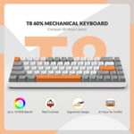 ZIYOU LANG RK-T8PR0 Wired 65% Mechanical Gaming Keyboard and Mouse Combo with RGB LED Backlit Anti-ghosting TKL Mini 68 Key Coiled C to A Cable Linear Red Switch for PS4 PS5 Xbox PC Mac Gamer(Gray)