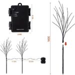 Lighted Halloween Tree Branches, 30IN 100LED Artificial Black Twig Branch with Purple&Orange Fairy Lights, Built-in Timer & Battery Operated, Waterproof for Outdoor Pathway Lawn Garden Decorations