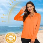 MAGCOMSEN Women’s Long Sleeve Jackets Full Zip Lightweight UV Protection Hiking Shirts Athletic Jacket with Pockets Orange 2XL