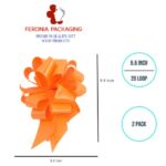 Feronia Packaging 2 Pieces Pull Bow for Gift Wrapping Gift Bows Pull Bow With Ribbon for Wedding Gift Baskets, 5.5 Inch 20 Loop (Orange)