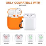 SUPFINE (2 in 1) for Airpod Case Cover, Soft Silicone Protective and Airpod Cleaner Kit Compatible with Airpods 2nd Generation Charging Case (Orange)