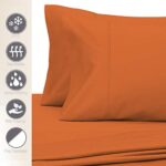 400 Thread Count Cotton Standard Pillowcases Burnt Orange 100% Long Staple Cotton Cool Satin Pillowcase with Stylish 4″ Hem, Set of 2 Pillow Covers (Burnt Orange Standard 100% Cotton Pillow Cases)