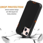 droperprote Compatible with iPhone 13 Case with Tempered Glass Screen Protectors,3 Layers Military Full Body Drop Protective Heavy Duty Shockproof iPhone 13 Protective Case 6.1 inches Black/Orange