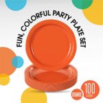 Exquisite Orange Paper Plates 9 Inch 100 Count – Orange 9 Inch Paper Plates – Bulk Paper Plates Orange Disposable Plates – Disposable Cake Plates Paper Plate Orange