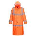 Portwest UH445 Men’s Classic Raincoat Waterproof Hi Vis Reflective Long Rain Jacket ANSI Class 3 Orange, Large