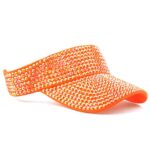 Gudessly Shiny Rhinestones Sport Sun Visor Adjustable Summer Cap Visor Caps for Women Men Orange