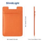 Fulgamo 2Pack Phone Wallet,Leather Phone Card Holder Adhesive Stick On Credit Card Pocket for Back of Phone Case iPhone and Android-Orange,Red