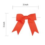 Meseey 50 Pcs 3 Inches Grosgrain Ribbon Twist Tie Bows Orange Pretied Premade Craft Bows for Treat Bags Gift Wrapping Basket Wedding Baby Shower Brithday Christmas Party (Orange)
